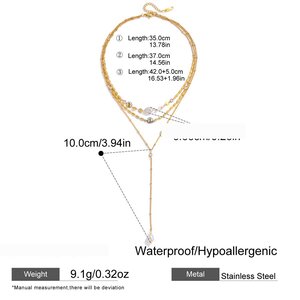 1 Piece Elegant Star Stainless Steel Waterproof Gold Color Zircon Women's Layered Necklaces h5