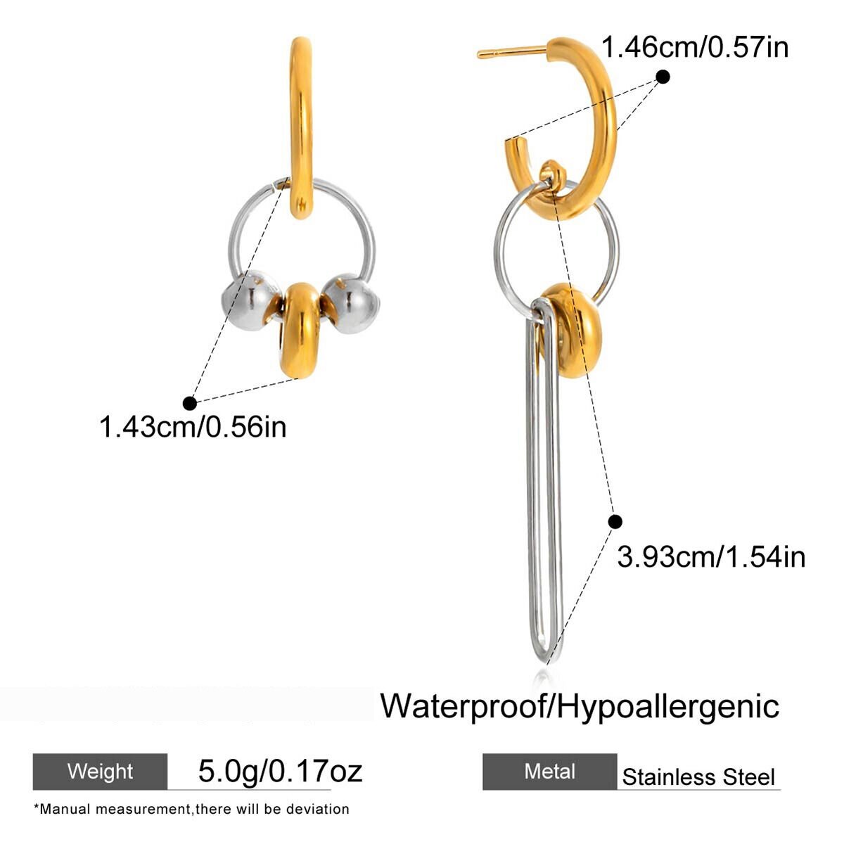 1 Paar Minimalistische, Unregelmäßige, Wasserfeste Ohrhänger Aus Edelstahl In Gold- Und Silbertönen Für Damen h5 Bild2