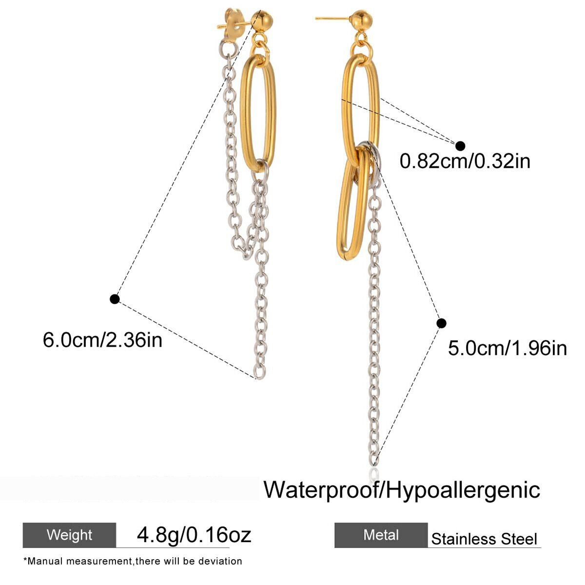1 Pair Minimalist Casual Tassel Circle Stainless Steel Waterproof Gold Color Women's Dangle Earrings Picture2
