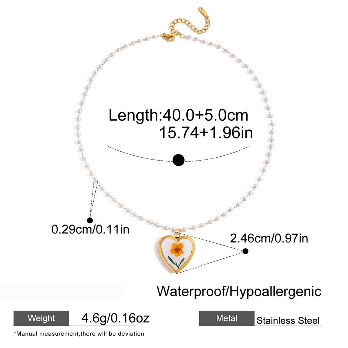 1 Piece Elegant Flower Stainless Steel Waterproof Gold Color Women's Pendant Necklaces h5 Picture2