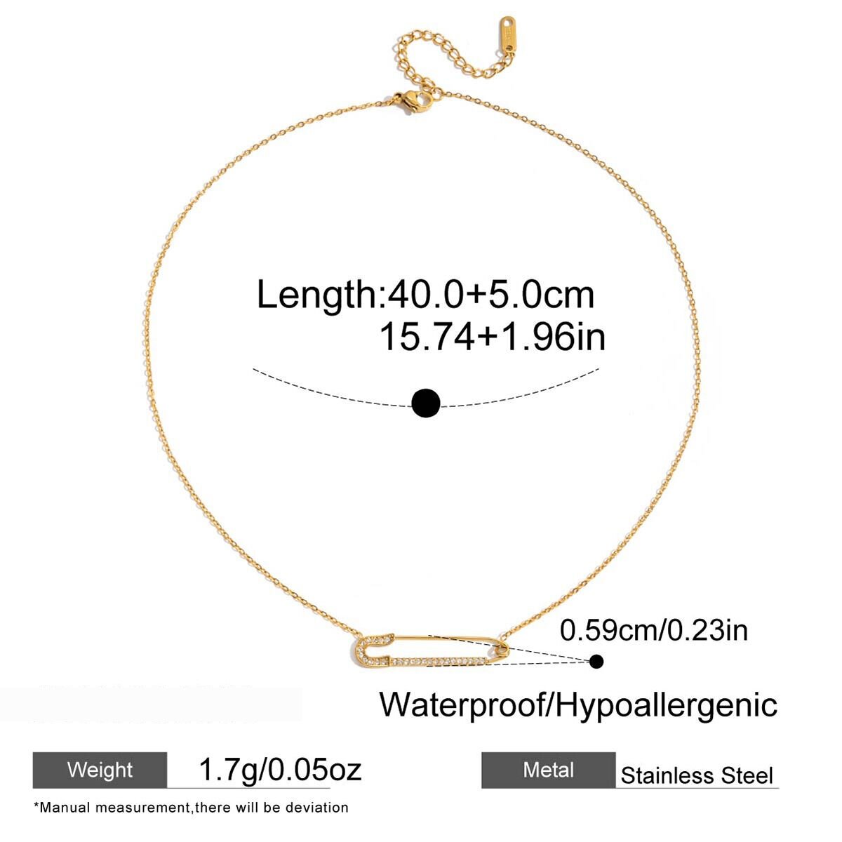 1 Piece Classic Paper-Clip Stainless Steel Waterproof Gold Color Women's Pendant Necklaces Picture2