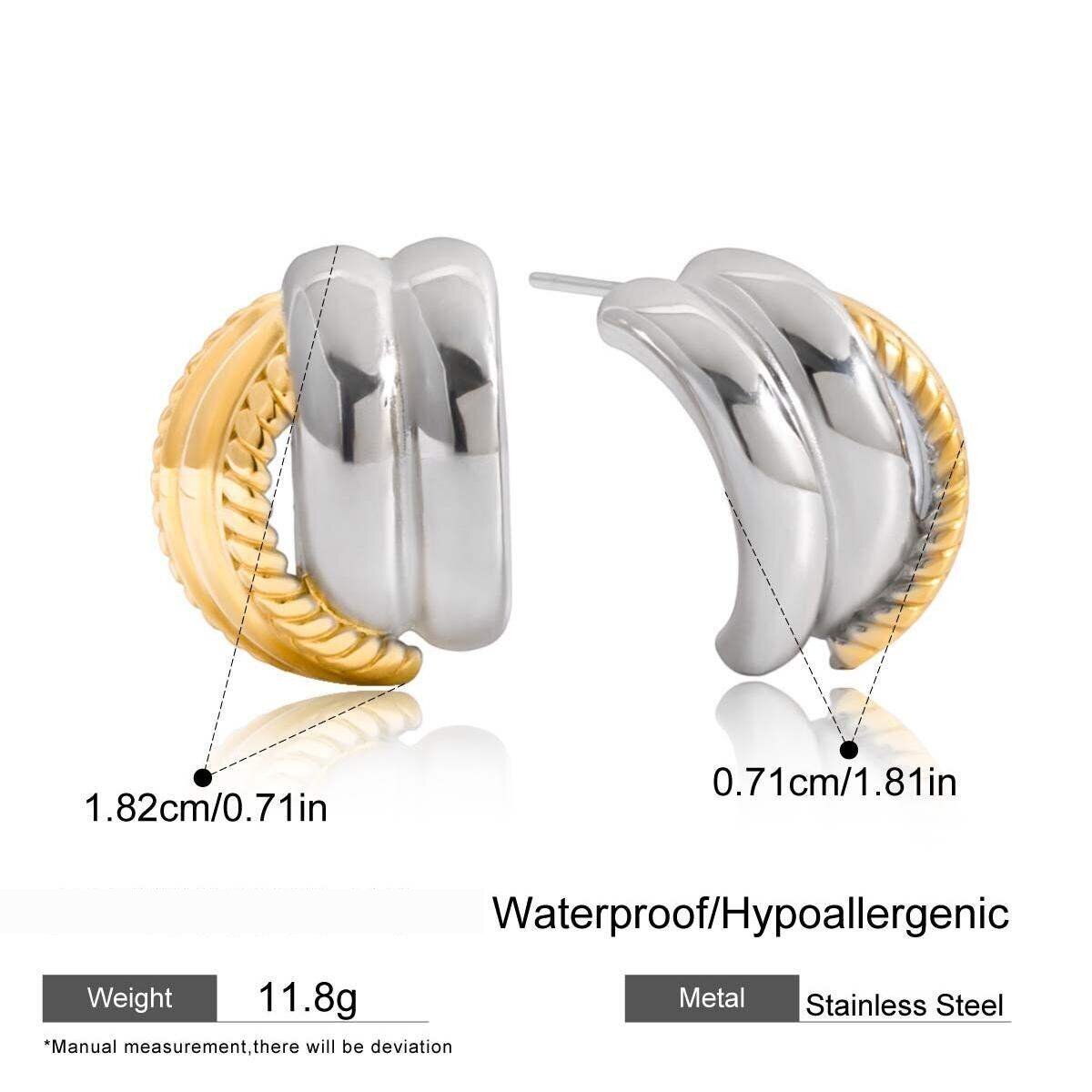 1 Paar Schlichte, Wasserfeste Edelstahl-Ohrstecker Für Damen In Gold- Und Silbertönen. h5 Bild2