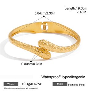 1 Piece Classic Hammer Pattern Stainless Steel Waterproof Gold Color Women's Bangles h5 Picture2