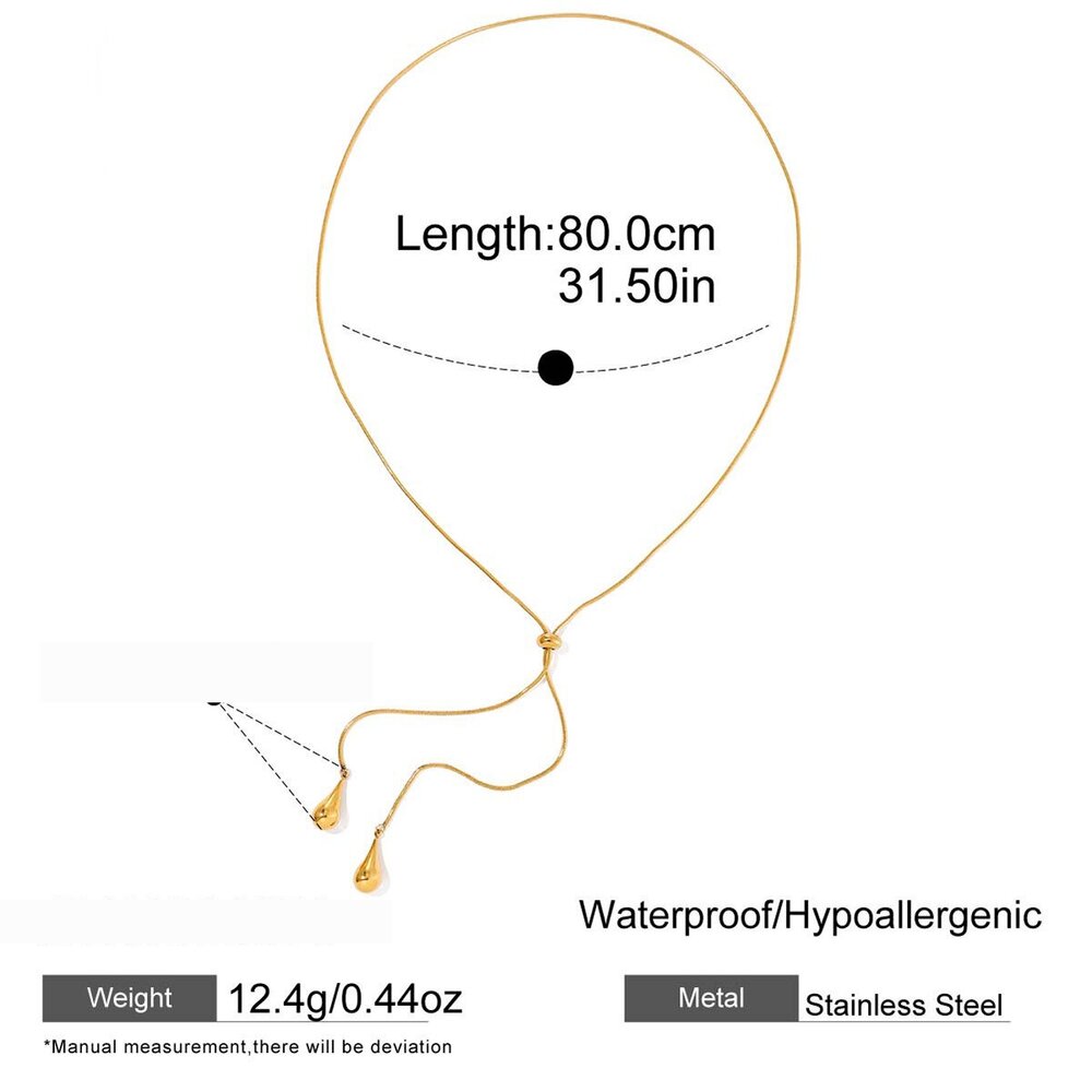 1 Piece Gorgeous Daily Droplet Stainless Steel Waterproof Women's Long Necklaces Picture2