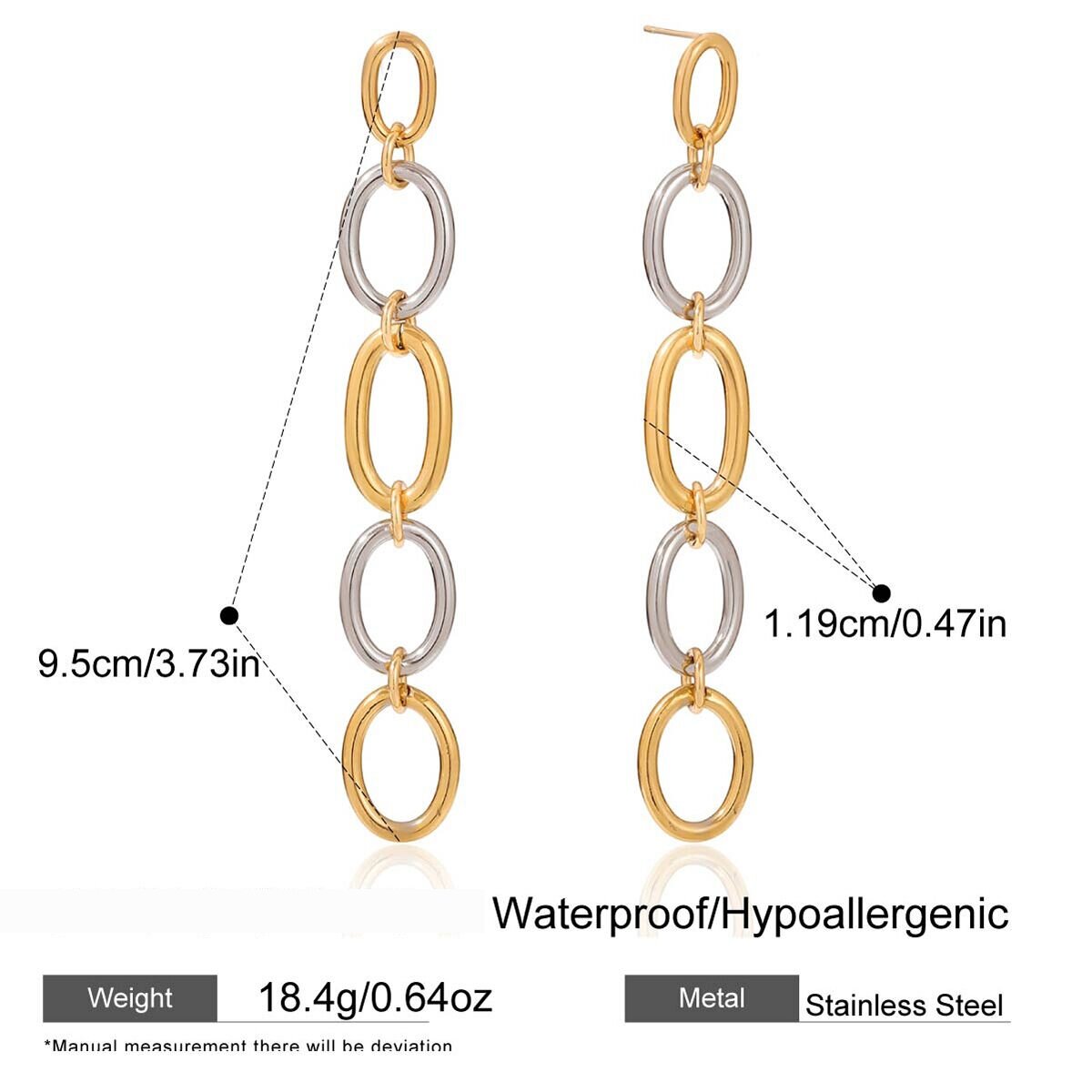 1 Pair Classic Circle Stainless Steel Waterproof Gold&Silver Color Women's Dangle Earrings Picture2