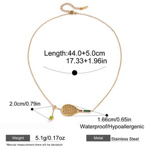 Sports Tennis Racket Stainless Steel Waterproof Gold Color Women's Jewelry Sets h5