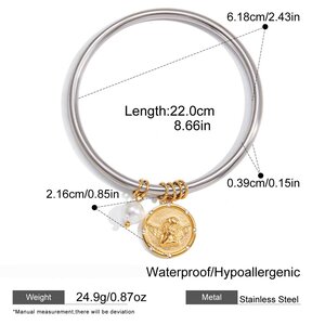 1 Piece Dazzling Angel Stainless Steel Waterproof Gold Color Women's Charm Bracelets h5 Picture2