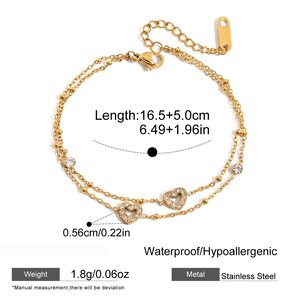 1 Piece Luxurious Heart Stainless Steel Waterproof Gold Color Women's Chain Bracelets h5