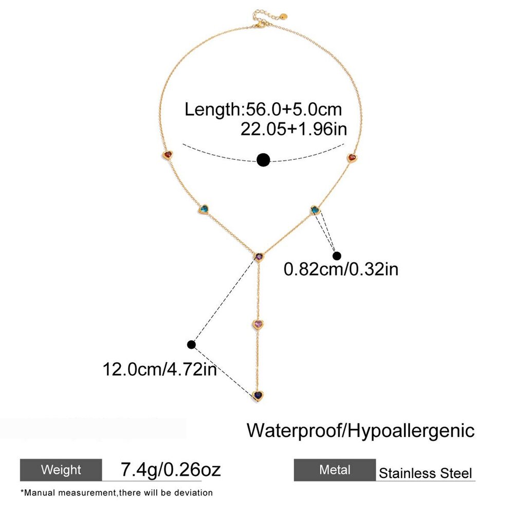 1 Piece Polychrome Heart Zircon Stainless Steel Waterproof Women's Pendant Necklaces Picture2