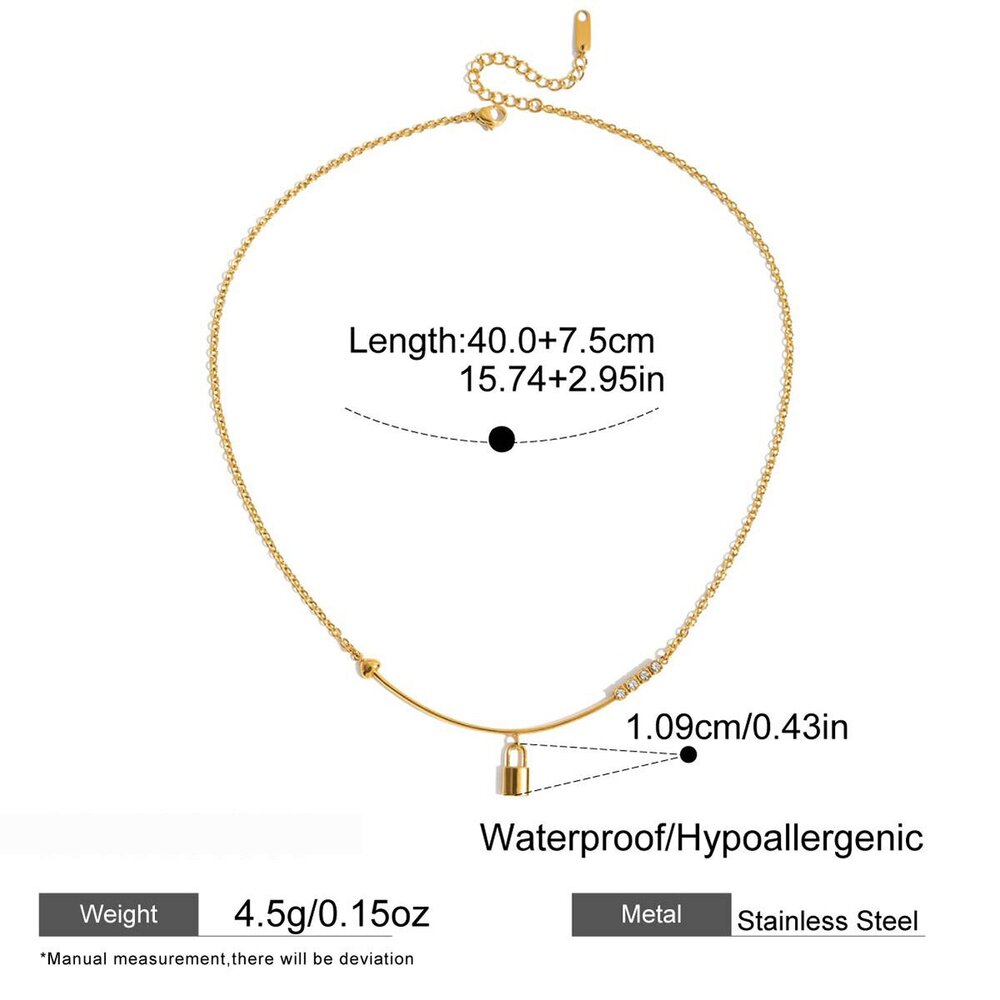 1 Piece Classic Lock Stainless Steel Waterproof Gold Color Women's Pendant Necklaces Picture2