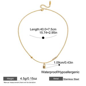 1 Piece Classic Lock Stainless Steel Waterproof Gold Color Women's Pendant Necklaces h5 Picture2