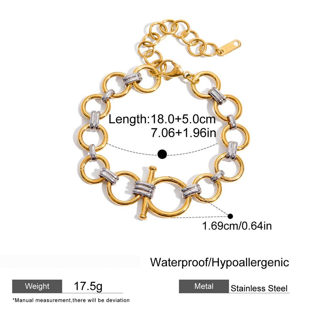 1 Piece Mixed Gold Color And Silver Colors Stainless Steel Waterproof Women's Chain Bracelets