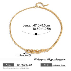 1 Piece Classic Twist Circle Stainless Steel Waterproof Gold Color Women's Chain Necklaces h5 Picture2