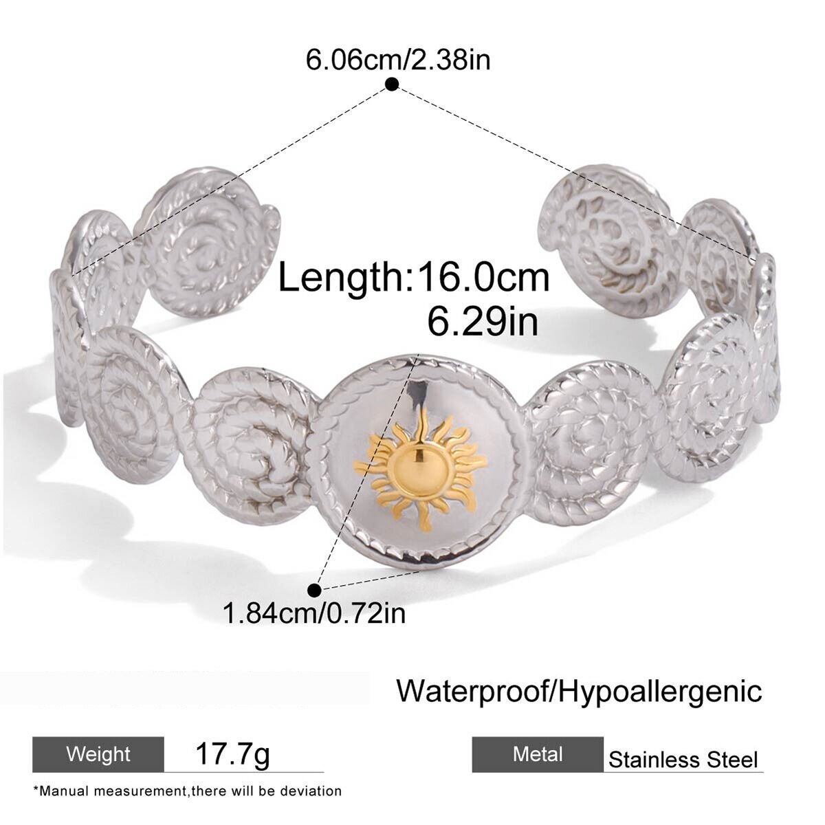 Bracelet Manchette Étanche En Acier Inoxydable Simple Vortex Pour Femme (1 Pièce) h5 Image2