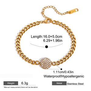 1 Piece Luxurious Calaite Stainless Steel Waterproof Gold Color Women's Chain Bracelets h5 Picture2