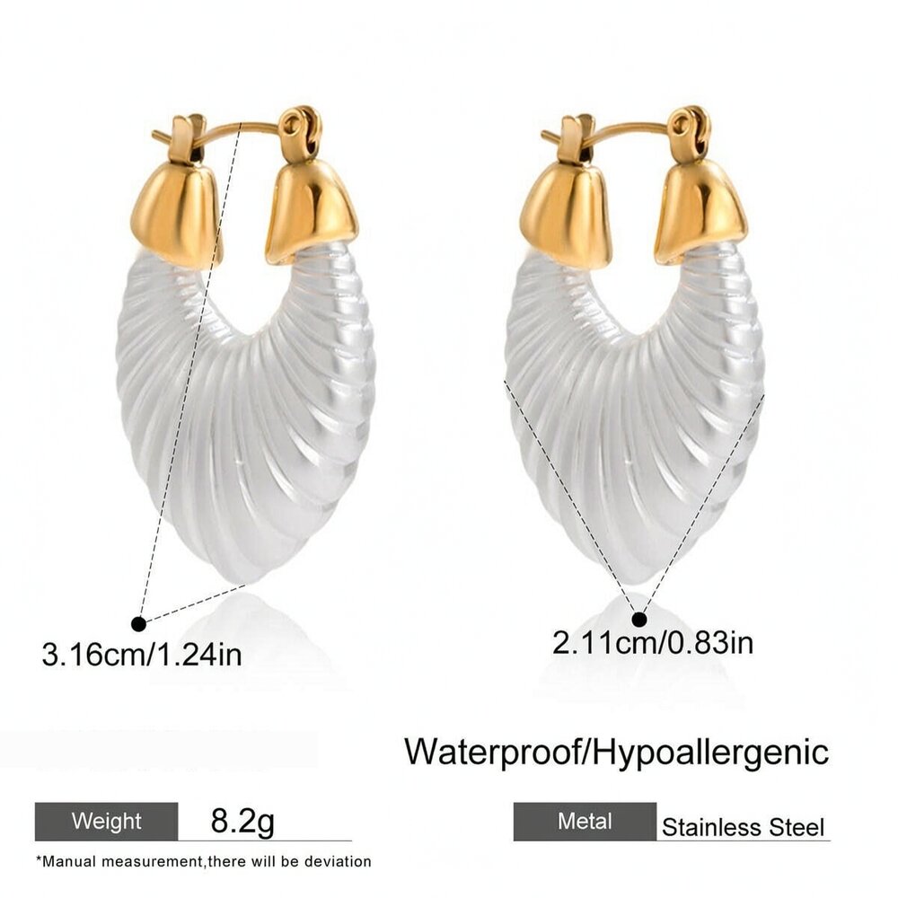 1 Piece Gorgeous Irregular Annular Shape Stainless Steel Waterproof Gold Color Women's Hoop Earrings