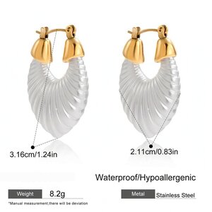 1 Piece Gorgeous Irregular Annular Shape Stainless Steel Waterproof Gold Color Women's Hoop Earrings h5