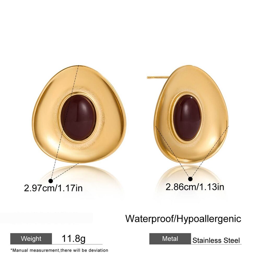 1 Pair Vogue Circle Resin Stainless Steel Waterproof Gold Color Women's Stud Earrings Picture2