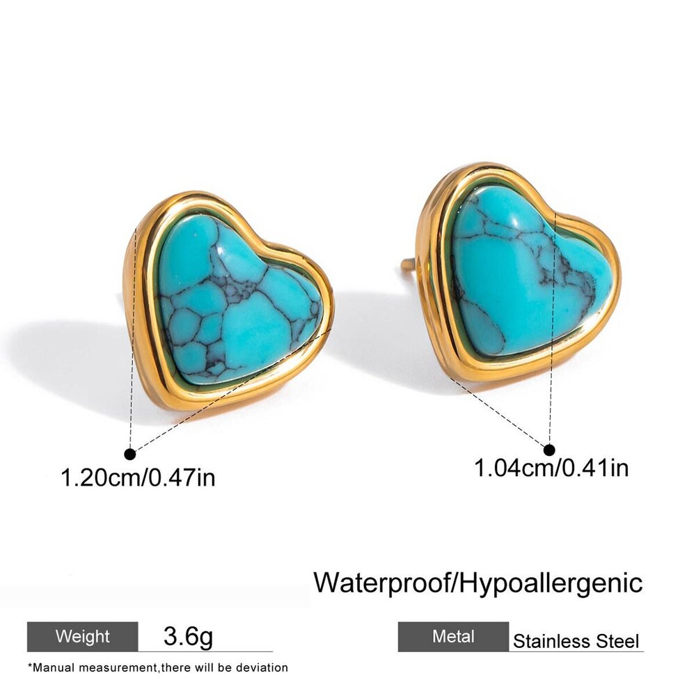 Classic Calaite Heart Stainless Steel Waterproof Women's Jewelry Sets