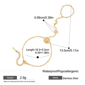 1 Piece Classic Sun&Moon Stainless Steel Waterproof Gold Color Women's Chain Bracelets h5 Picture2