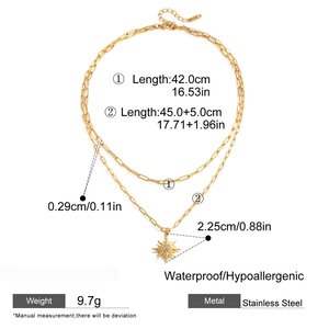 1 Piece Elegant Sun Stainless Steel Waterproof Gold Color Women's Layered Necklaces h5 Picture2