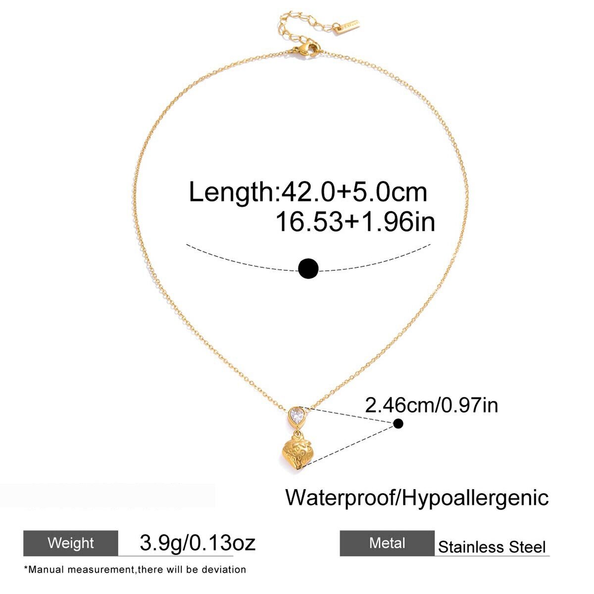 1 Piece Sweet Droplet Strawberry Stainless Steel Waterproof Gold Color Women's Pendant Necklaces h5 Picture2