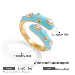 1 Piece Color Of Macaron Irregular Shape Stainless Steel Waterproof Zircon Women's Gemstone Rings h5 Picture2