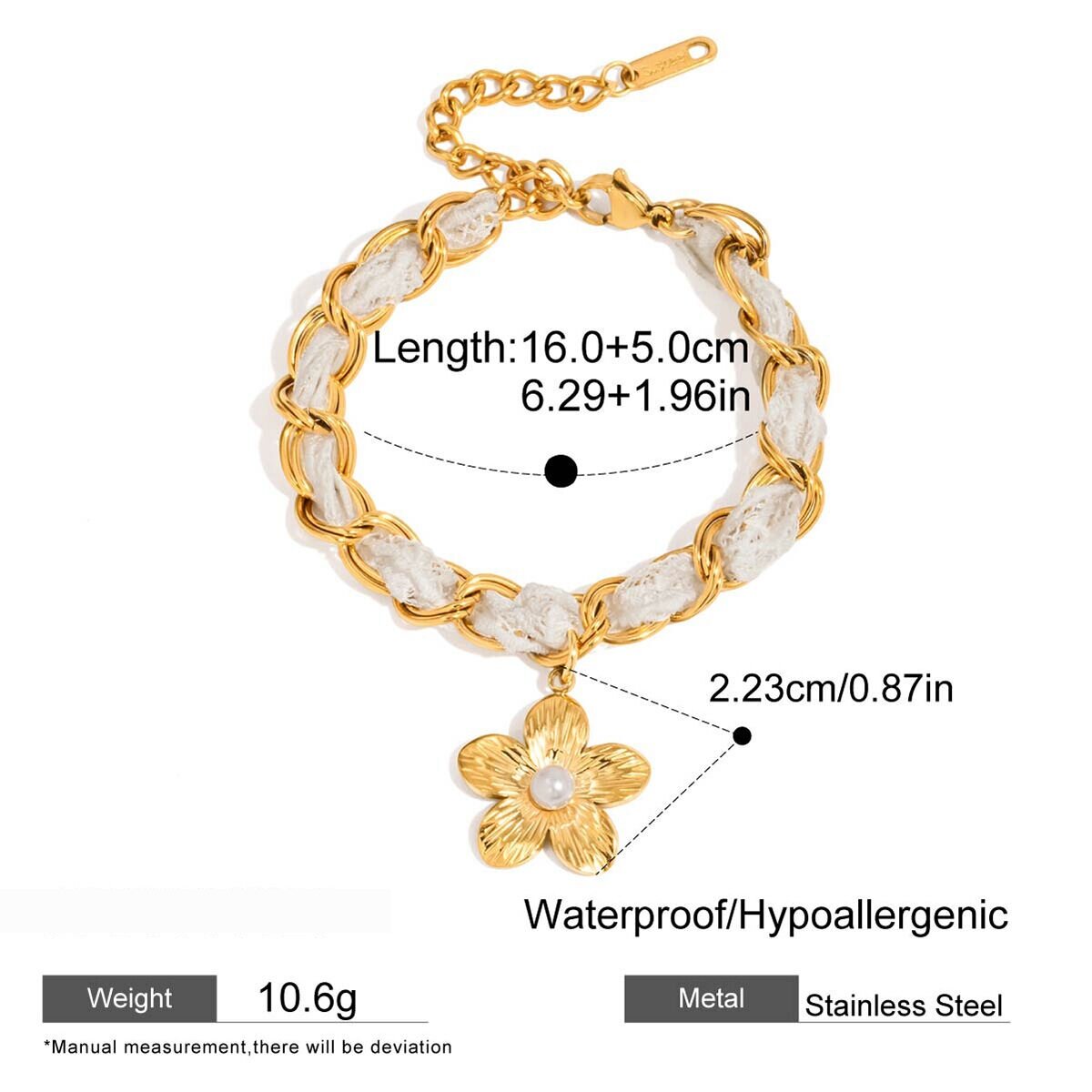 Romantic Flower Lace Stainless Steel Waterproof Gold Color Women's Jewelry Sets 