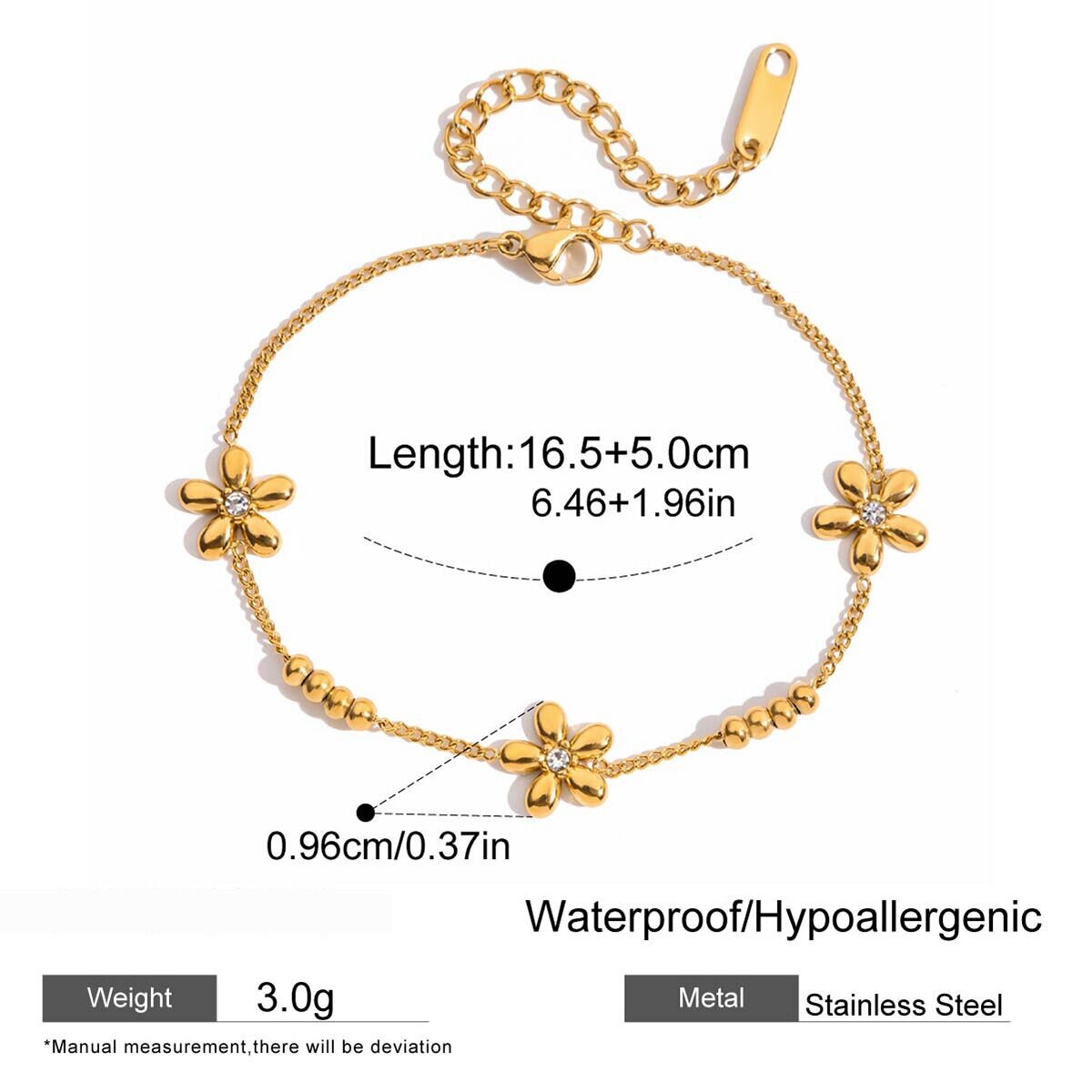 1 Piece Sweet Bow Knot Stainless Steel Waterproof Gold Color Women's Charm Bracelets h5 Picture2
