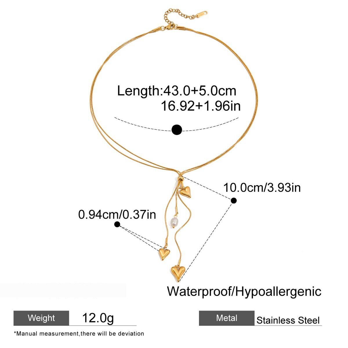 1 Piece Exquisite Heart Tassel Stainless Steel Waterproof Gold Color Women's Pendant Necklaces Picture2