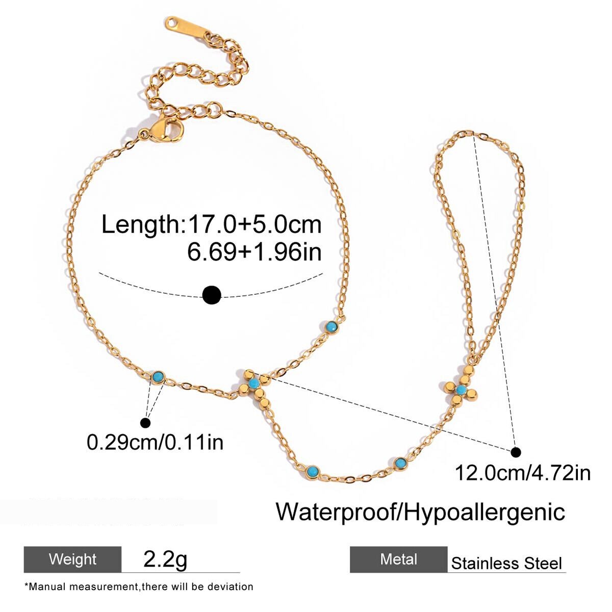 1 Piece Daily Calaite Beads Stainless Steel Waterproof Gold Color Women's Ring Bracelets Picture2