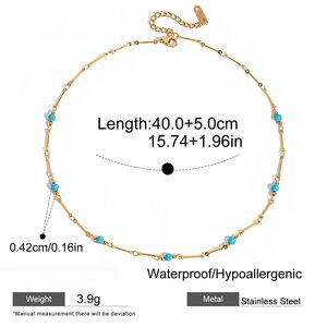 1 Stück Klassische Calaite Edelstahl Wasserdichte Goldfarbene Damenkette Mit Naturstein h5 Bild2