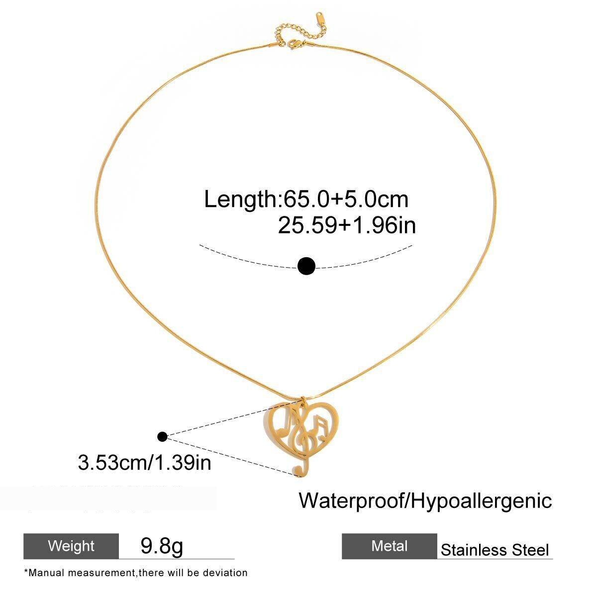 1 Piece Romantic Note Stainless Steel Waterproof Gold Color Women's Pendant Necklaces Picture2