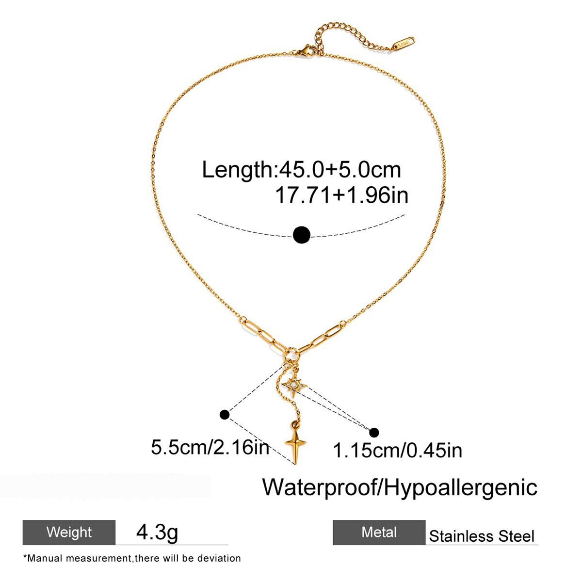 1 Piece Exqusite Star Stainless Steel Waterproof Gold Color Women's Pendant Necklaces Picture2