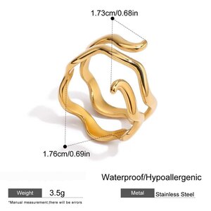 1 Piece Simple Curve Stainless Steel Waterproof Gold Color Minimalist Rings h5 Picture2
