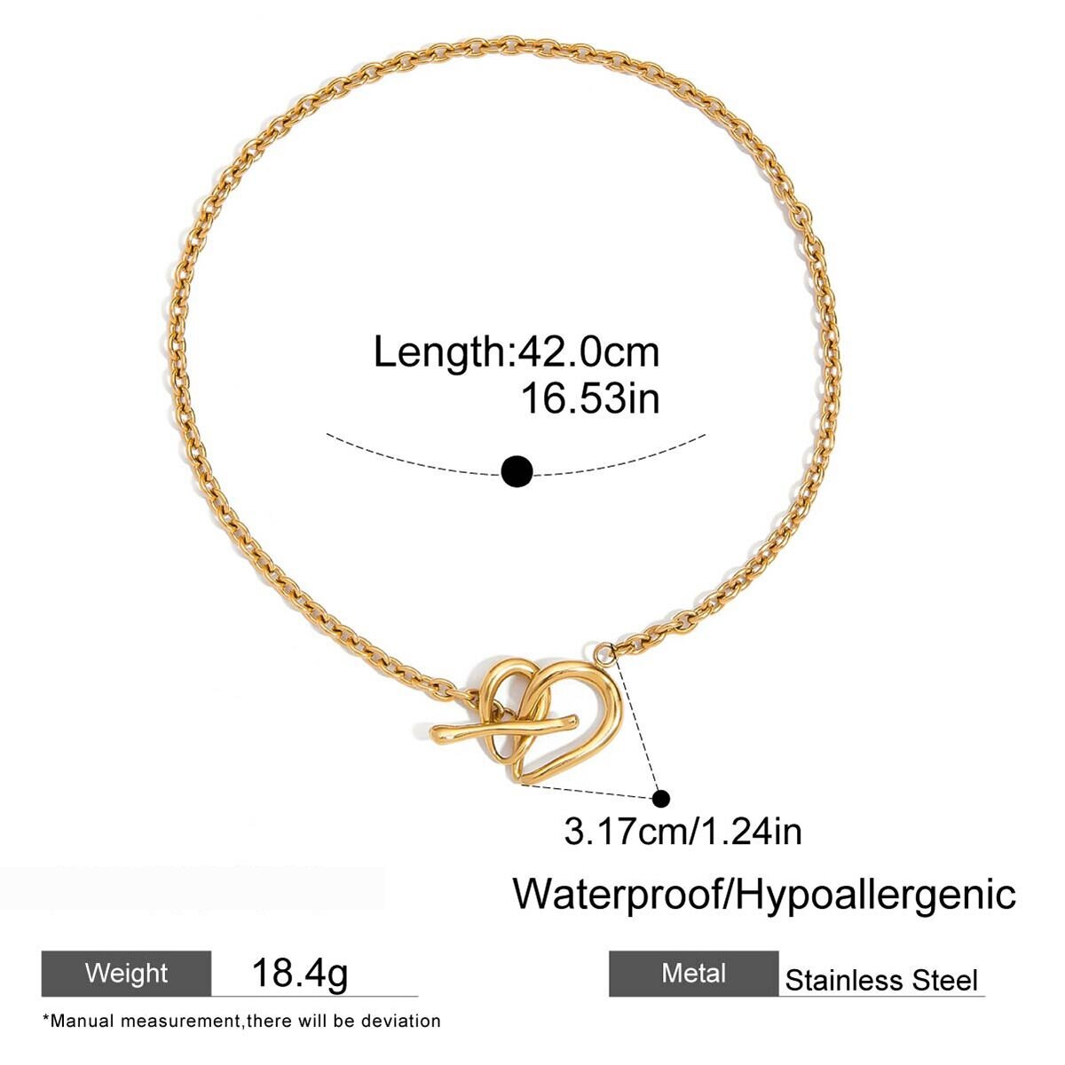 1 Piece Simple Irregular Shape Twist Stainless Steel Waterproof Gold Color Women's Chain Necklaces h5 Picture2