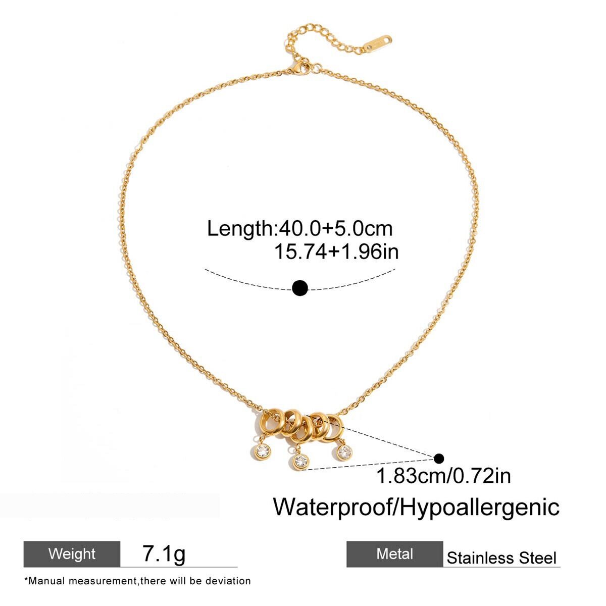 1 Piece Luxurious Circle Stainless Steel Waterproof Gold Color Women's Pendant Necklaces Picture2