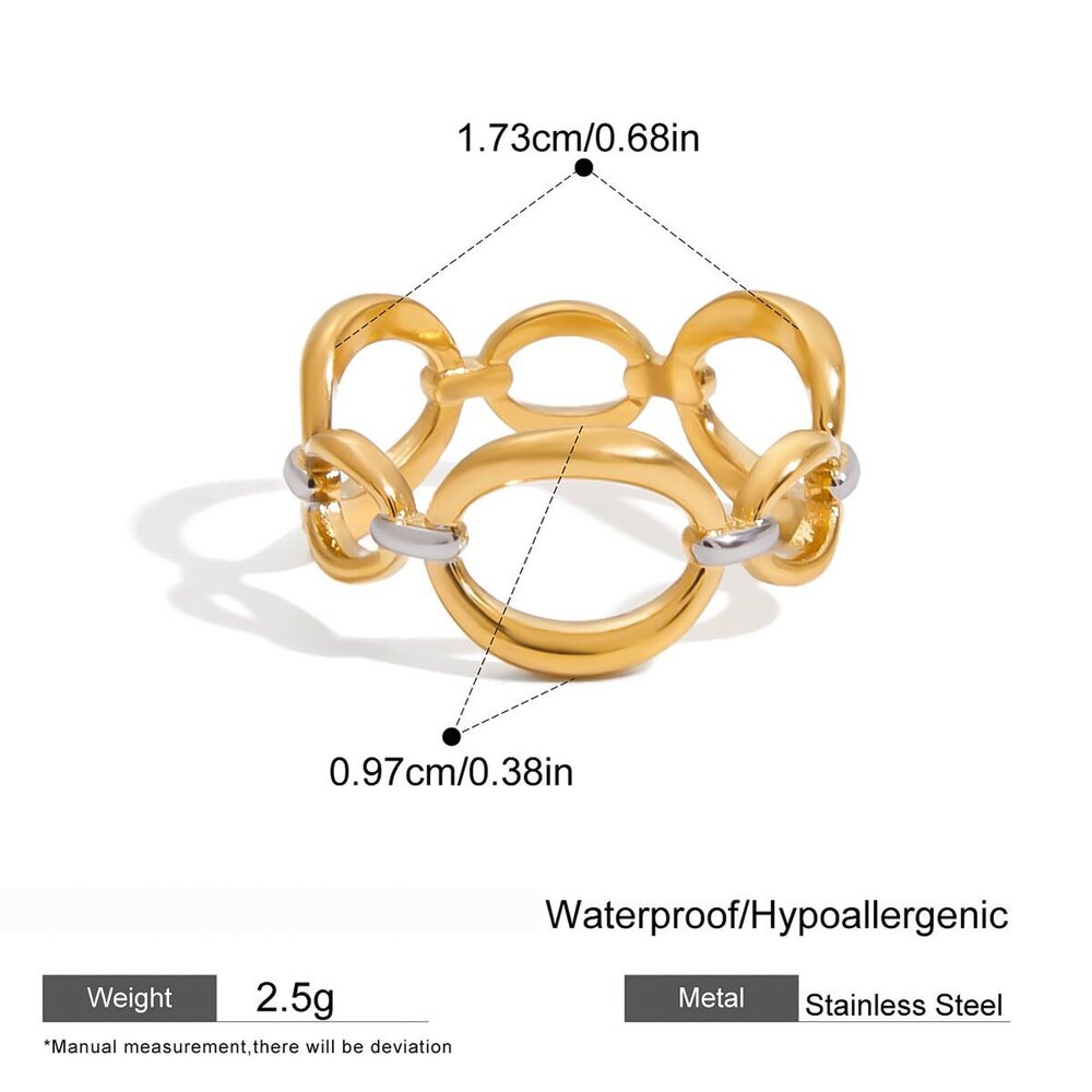 1 Piece Casual Irregular Shape Stainless Steel Waterproof Gold Color Statement Rings Picture2