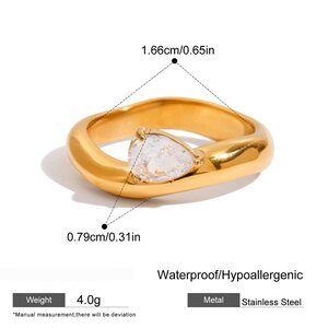 1 Stück Klassischer, Unregelmäßig Geformter, Wasserdichter, Goldfarbener Minimalistischer Ring Aus Edelstahl h5 Bild2