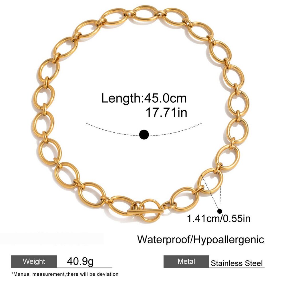 1 Piece Minimalist Circle Stainless Steel Waterproof Gold Color Women's Chain Necklaces Picture2