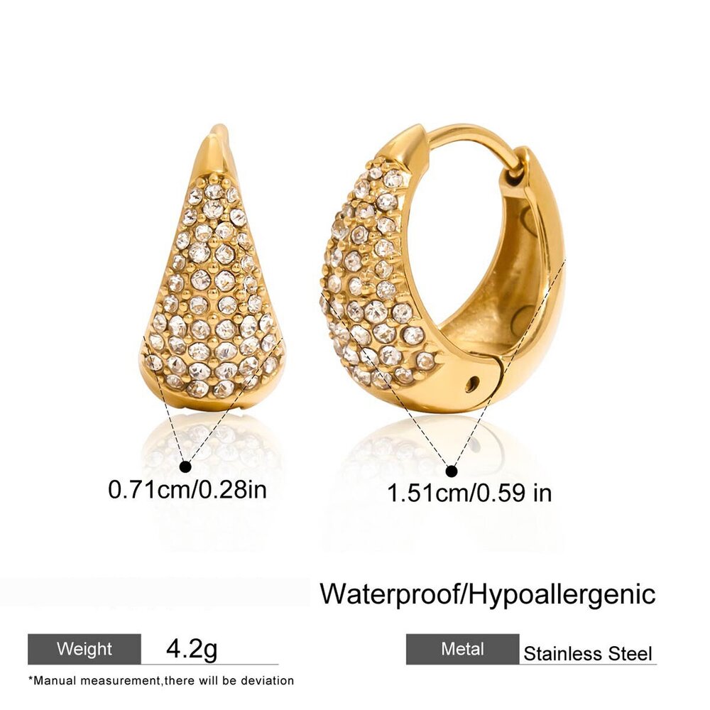 1 Pair Luxurious Series Circle Stainless Steel Waterproof Gold Color Women's Hoop Earrings Picture2
