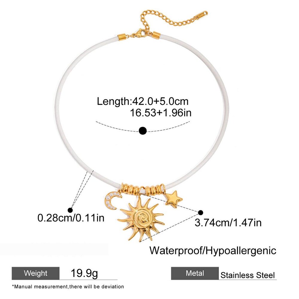 1 Piece Elegant Sun Star Moon Stainless Steel Waterproof Women's Pendant Necklaces Picture2
