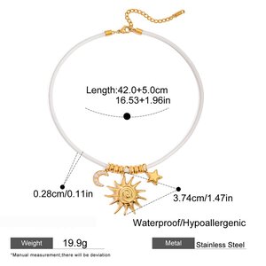 1 Piece Elegant Sun Star Moon Stainless Steel Waterproof Women's Pendant Necklaces h5 Picture2