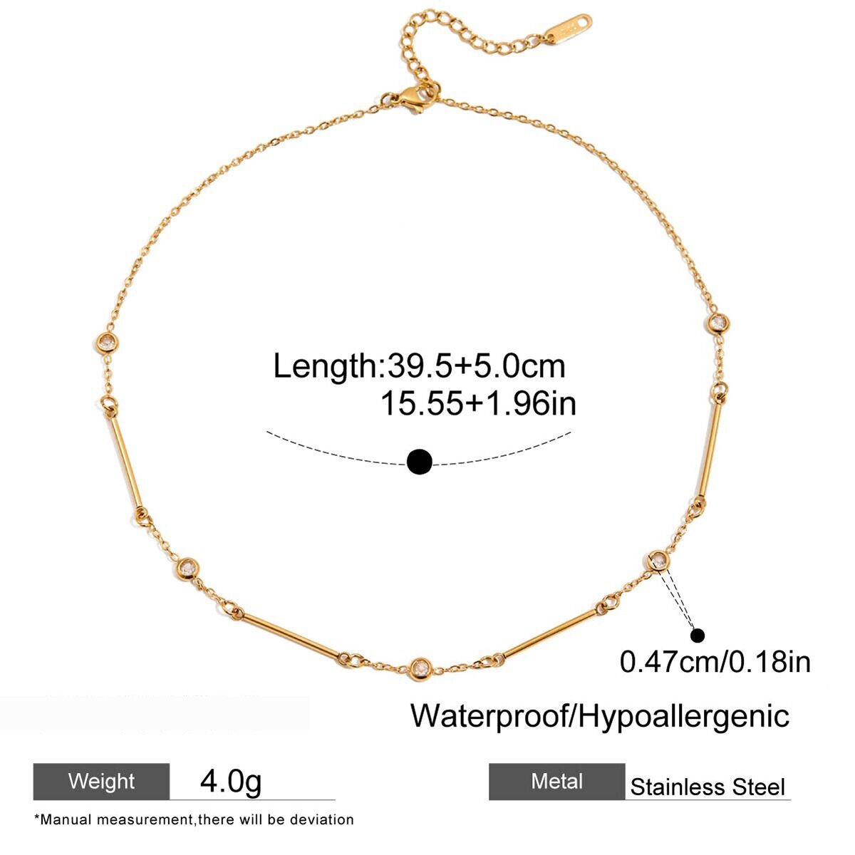 1 Piece Minimalist Patchwork Stainless Steel Waterproof Gold Color Women's Chain Necklaces Picture2
