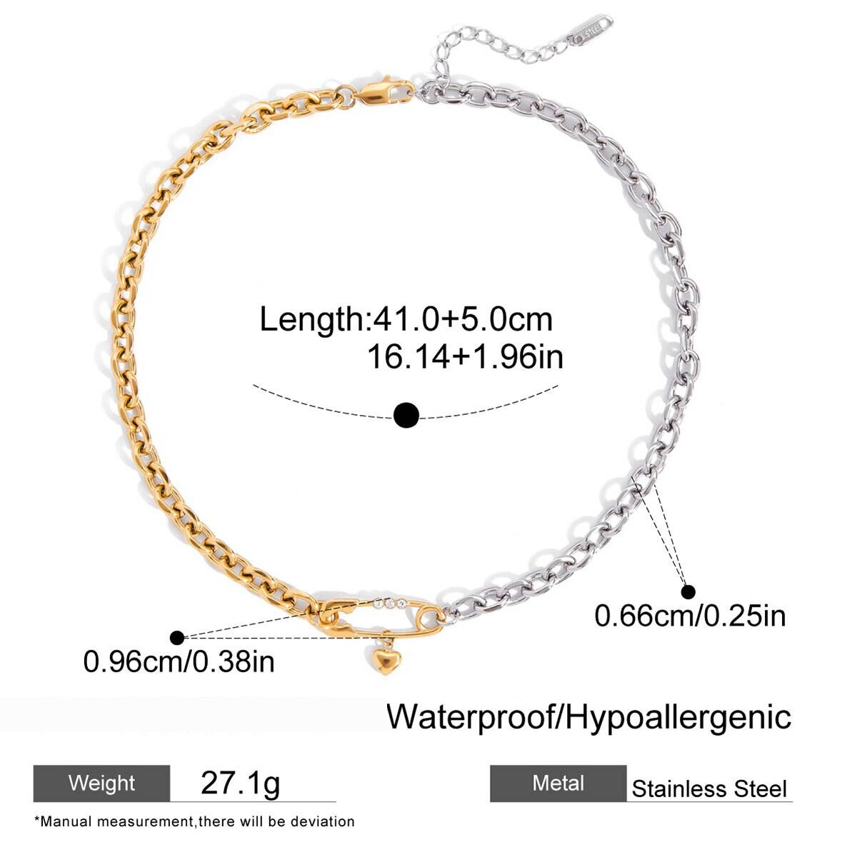 Romantic Paper Clip Stainless Steel Waterproof Gold Color Women's Jewelry Sets 