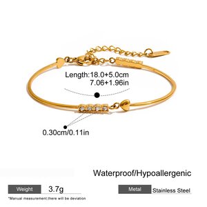1 Piece Simple Series Heart Stainless Steel Waterproof Gold Color Women's Chain Bracelets h5 Picture2