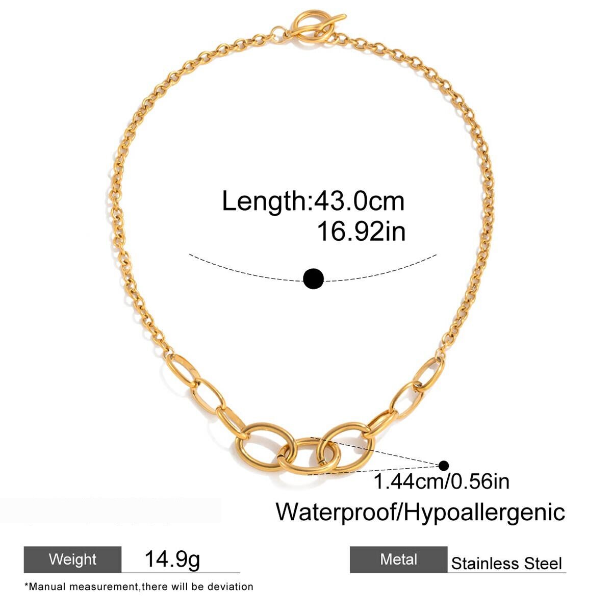 Classic Oval Twist Stainless Steel Waterproof Gold Color Women's Chain Necklaces h5 Picture2