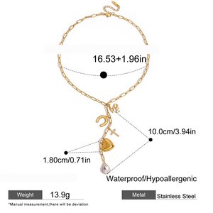 Gorgeous Heart Tassel Stainless Steel Waterproof Gold Color Women's Pendant Necklaces h5 Picture2