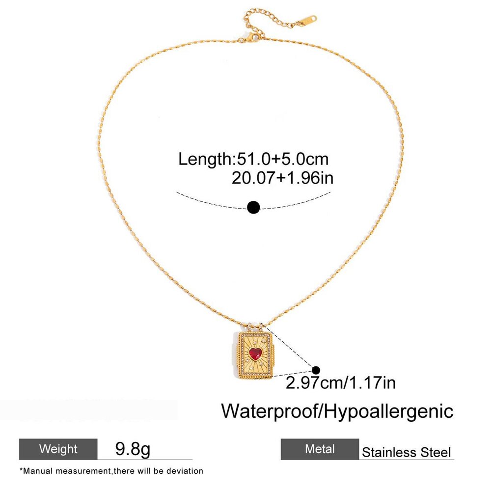 1 Piece Classic Heart Tarot Stainless Steel Waterproof Gold Color Women's Pendant Necklaces Picture2