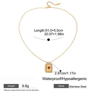 1 Piece Classic Heart Tarot Stainless Steel Waterproof Gold Color Women's Pendant Necklaces h5 Picture2